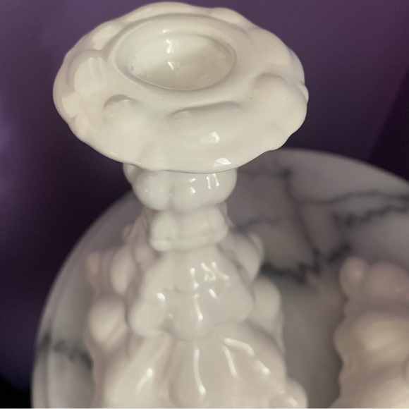 Holland Mold Accents Vintage Holland Mold White Candlestick Holders